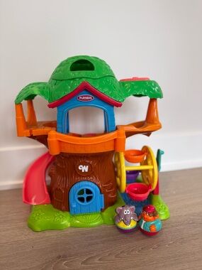 2004 Playskool Weebles Wobble Musical Tree House Ferris Wheel Slide + 2 Figures